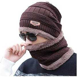 Winter Knitting Skull Cap and Neck Scarf Wool Warm